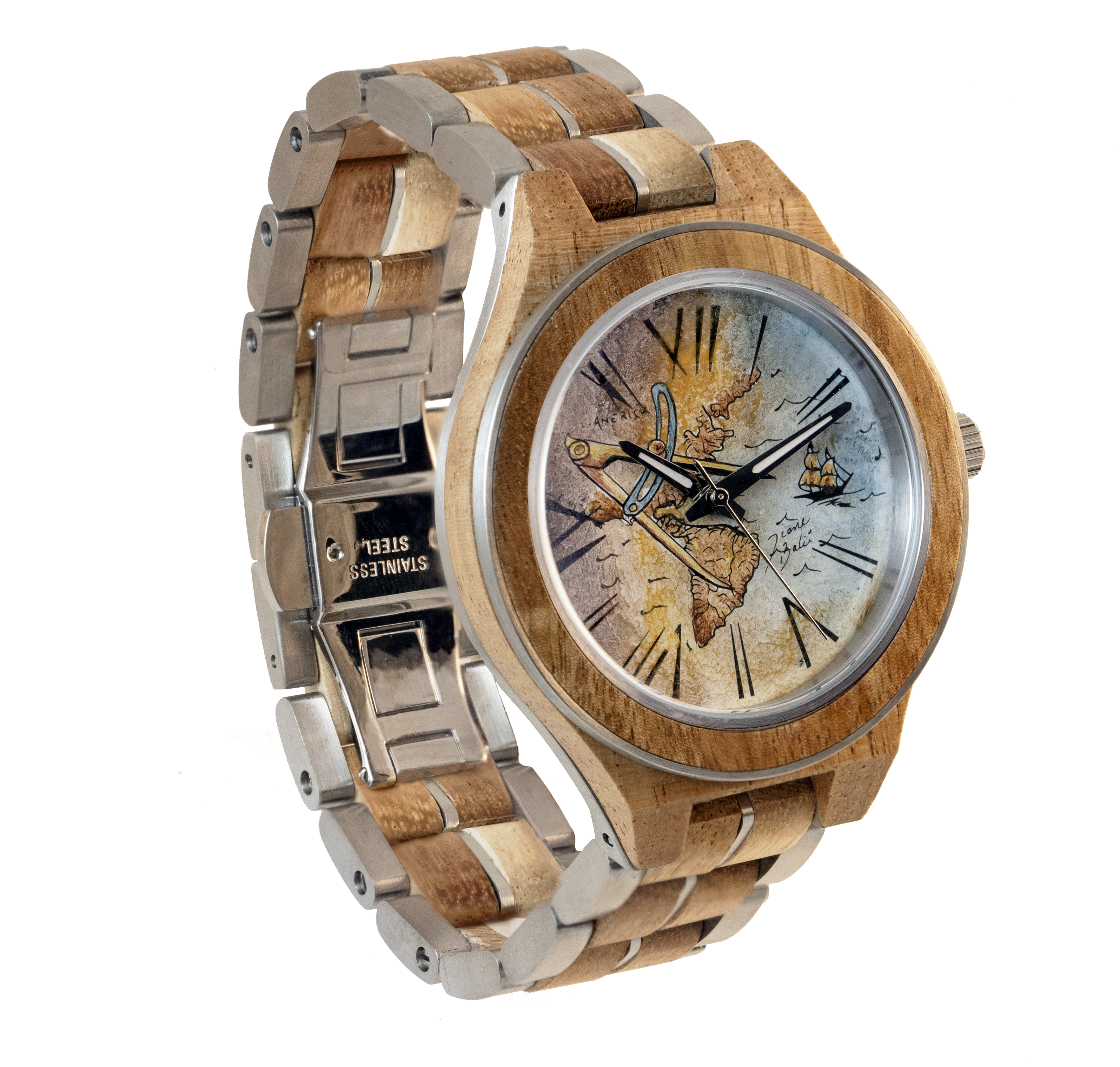 Montre pour homme en bois exotique | COMPAS ET MAPPEMONDE