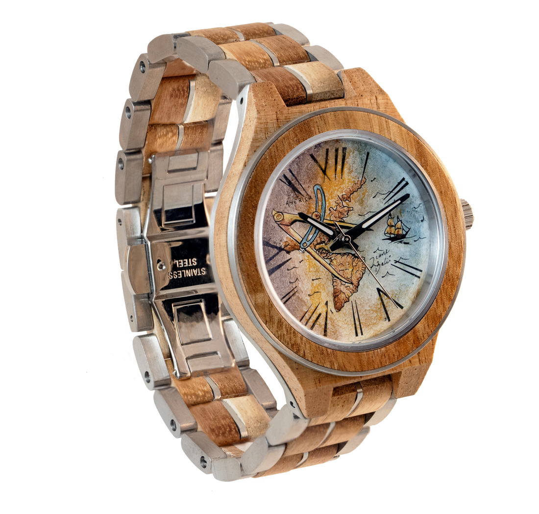 Montre pour homme en bois exotique | COMPAS ET MAPPEMONDE