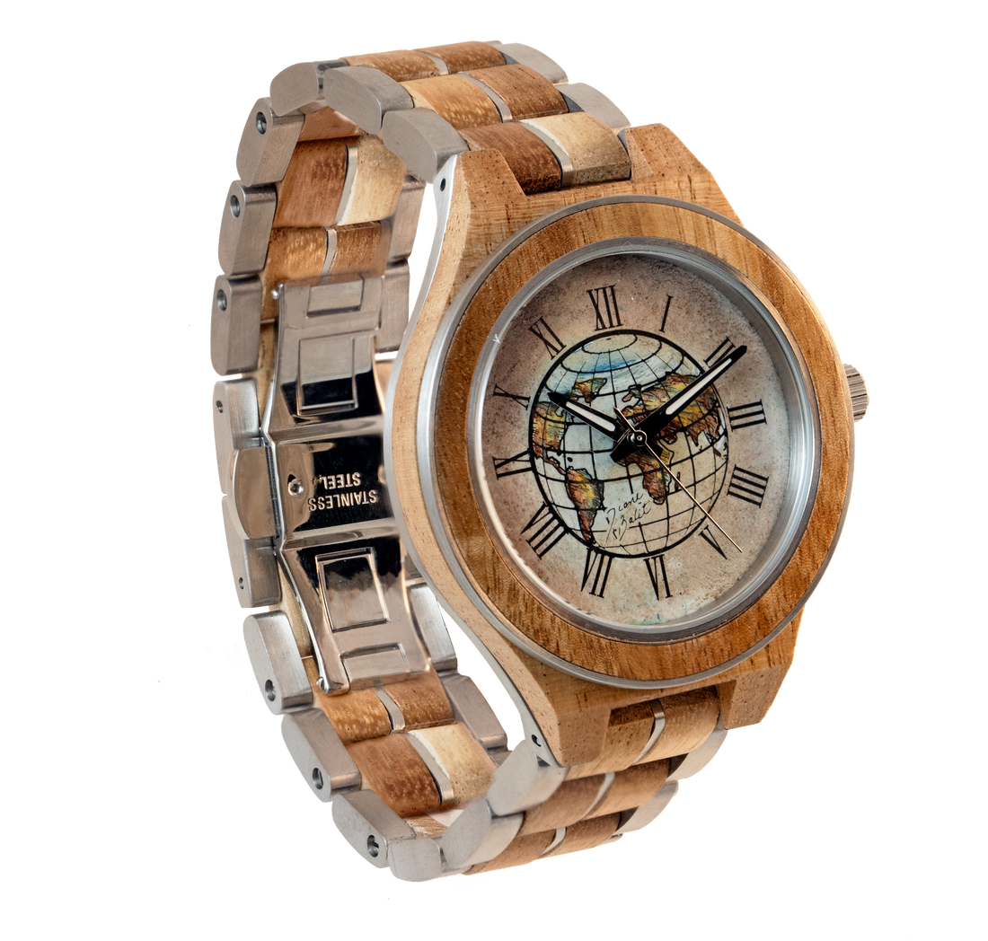 Montre pour homme en bois exotique | TERRE RONDE MAPPEMONDE