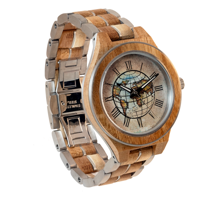 Montre pour homme en bois exotique | TERRE RONDE MAPPEMONDE