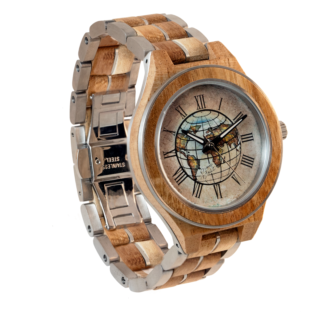 Men's watch in exotic wood | ROUND EARTH MAPPEMONDE