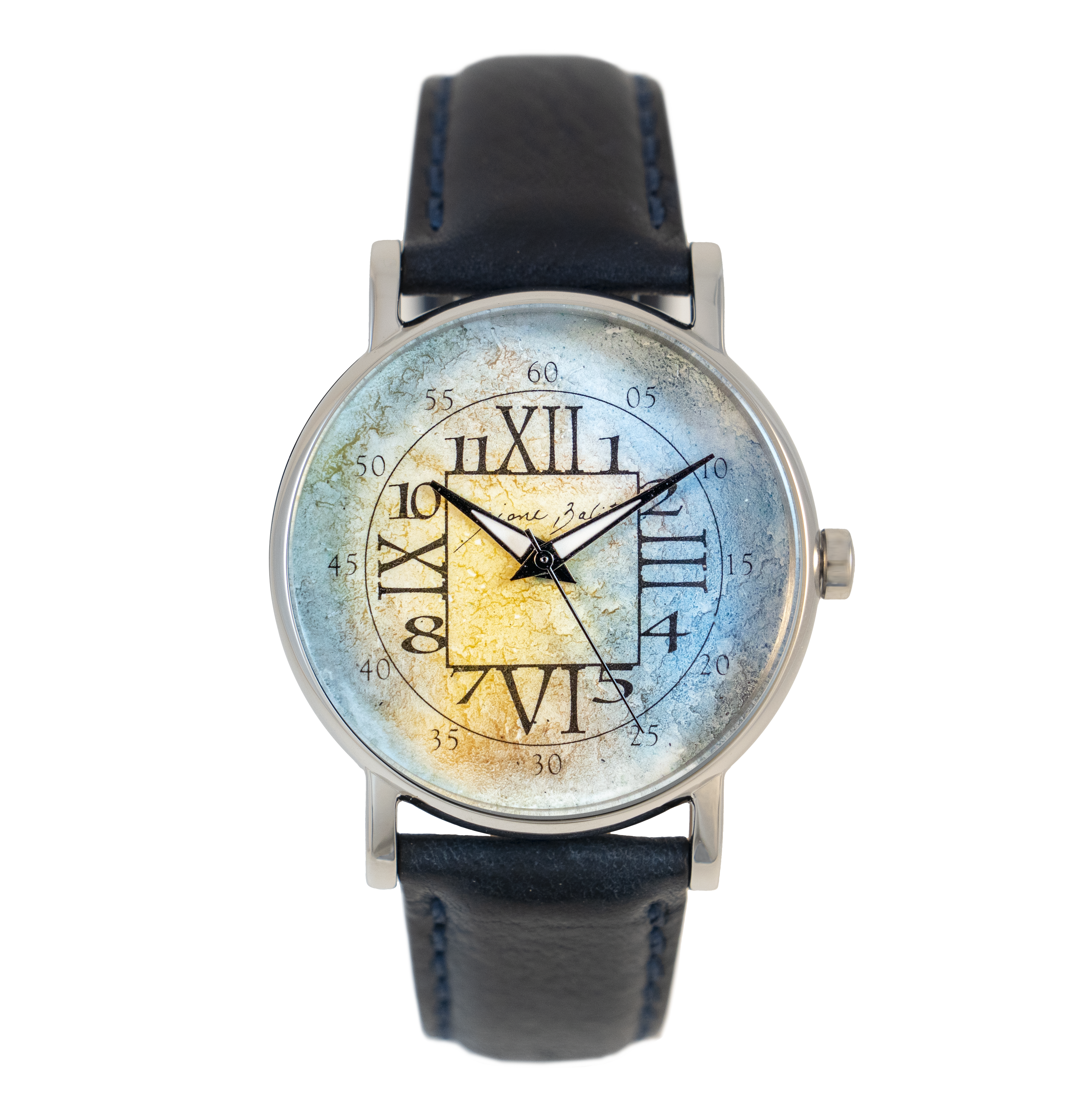 Montre homme acier inoxydable bracelet cuir | CHIFFRES