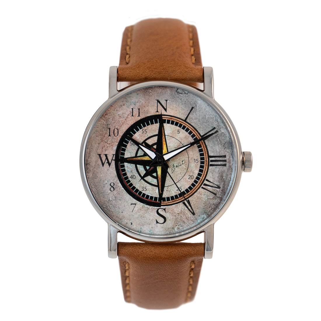 Montre pour homme acier et cuir | DEMIE ROSE DES VENTS