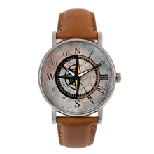 Load image into Gallery viewer, Steel and leather men&#39;s watch | HALF SUNDIAL
