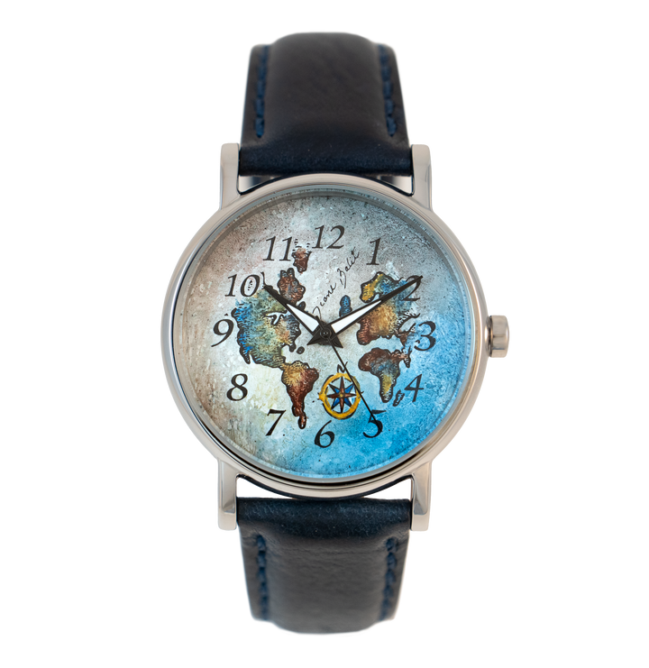 Montre homme acier inoxydable bracelet cuir | MAPPEMONDE