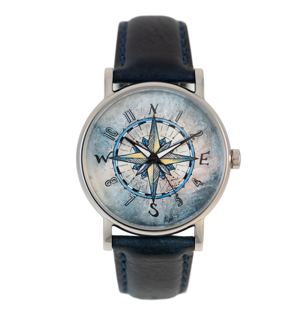 Steel and leather men's watch | COMPASS