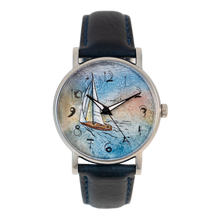 Load image into Gallery viewer, Men&#39;s steel and leather watch | SAILING SHIP
