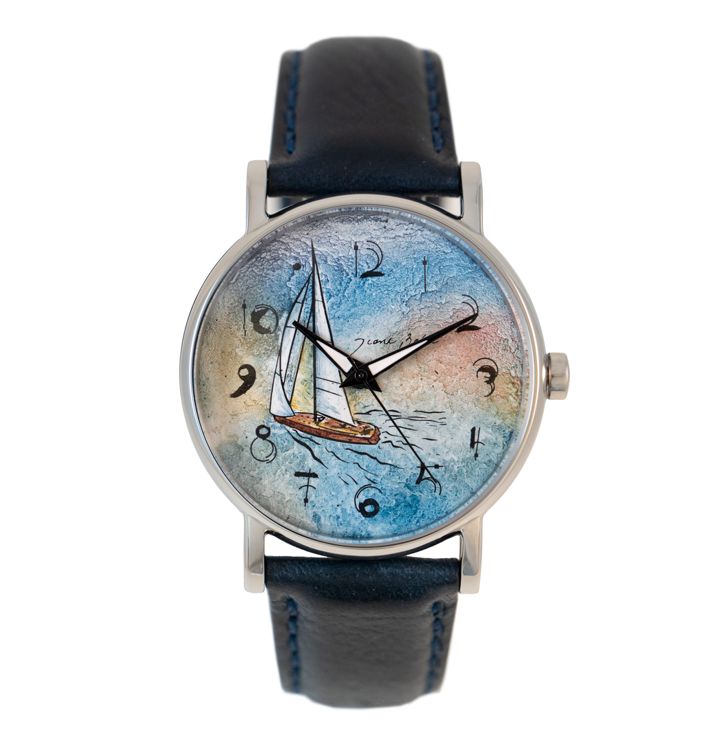 Men's steel and leather watch | SAILING SHIP