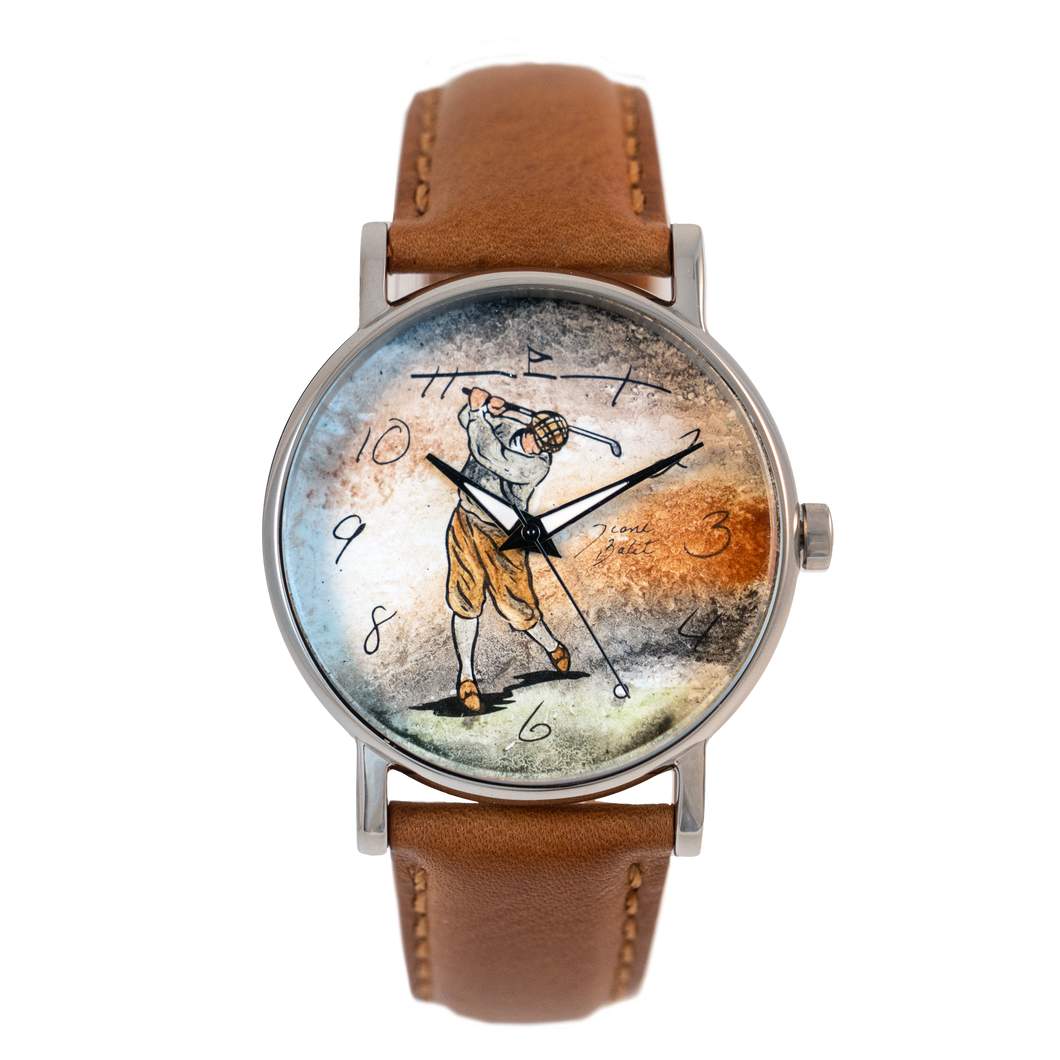 Men's steel and leather watch | GOLFER