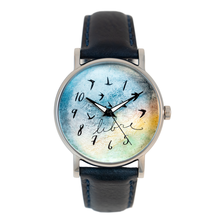 Montre de luxe pour homme en acier inoxydable et bracelet de cuir | LIBRE
