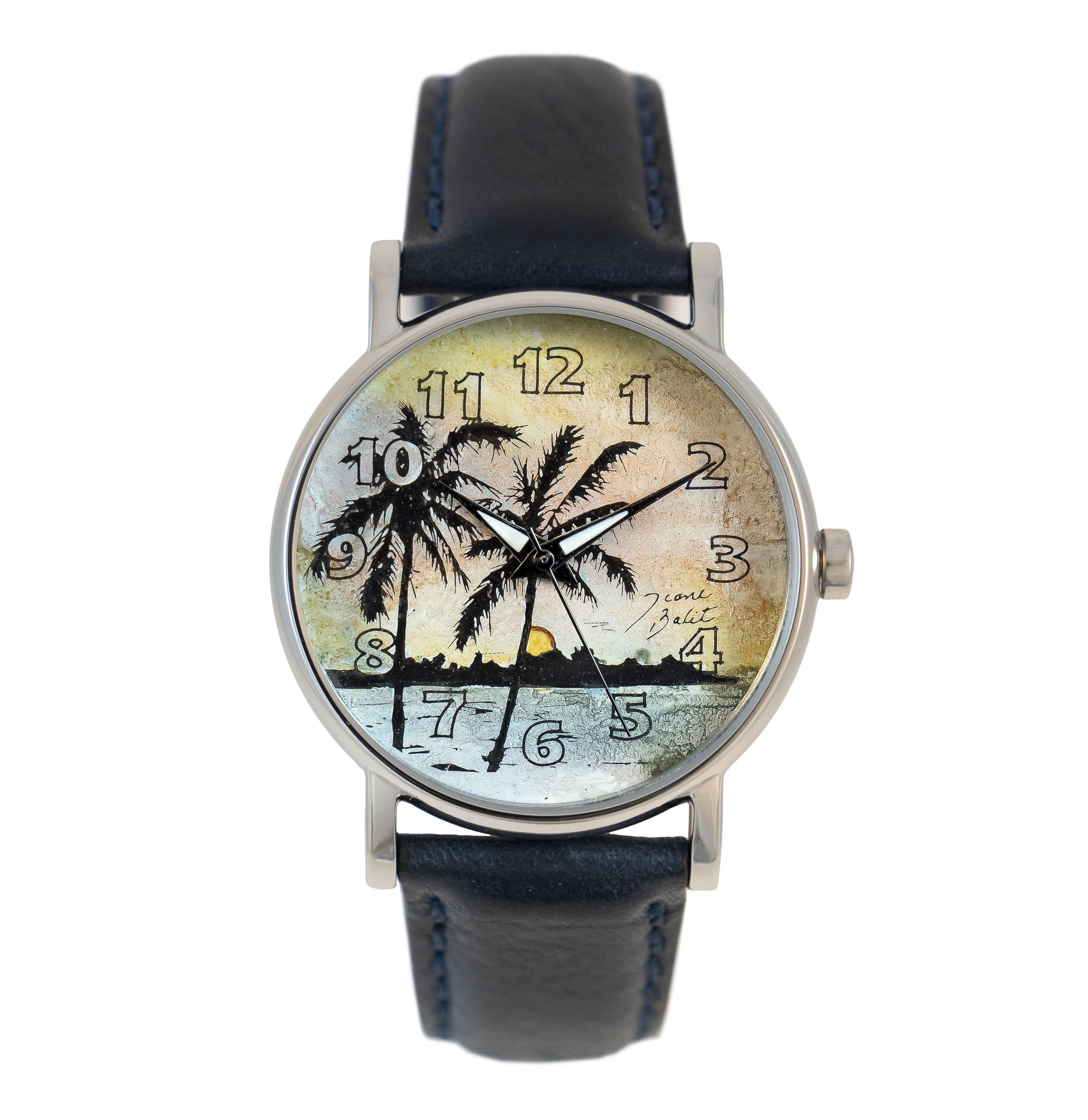 Montre homme acier inoxydable bracelet de cuir | PALMIER