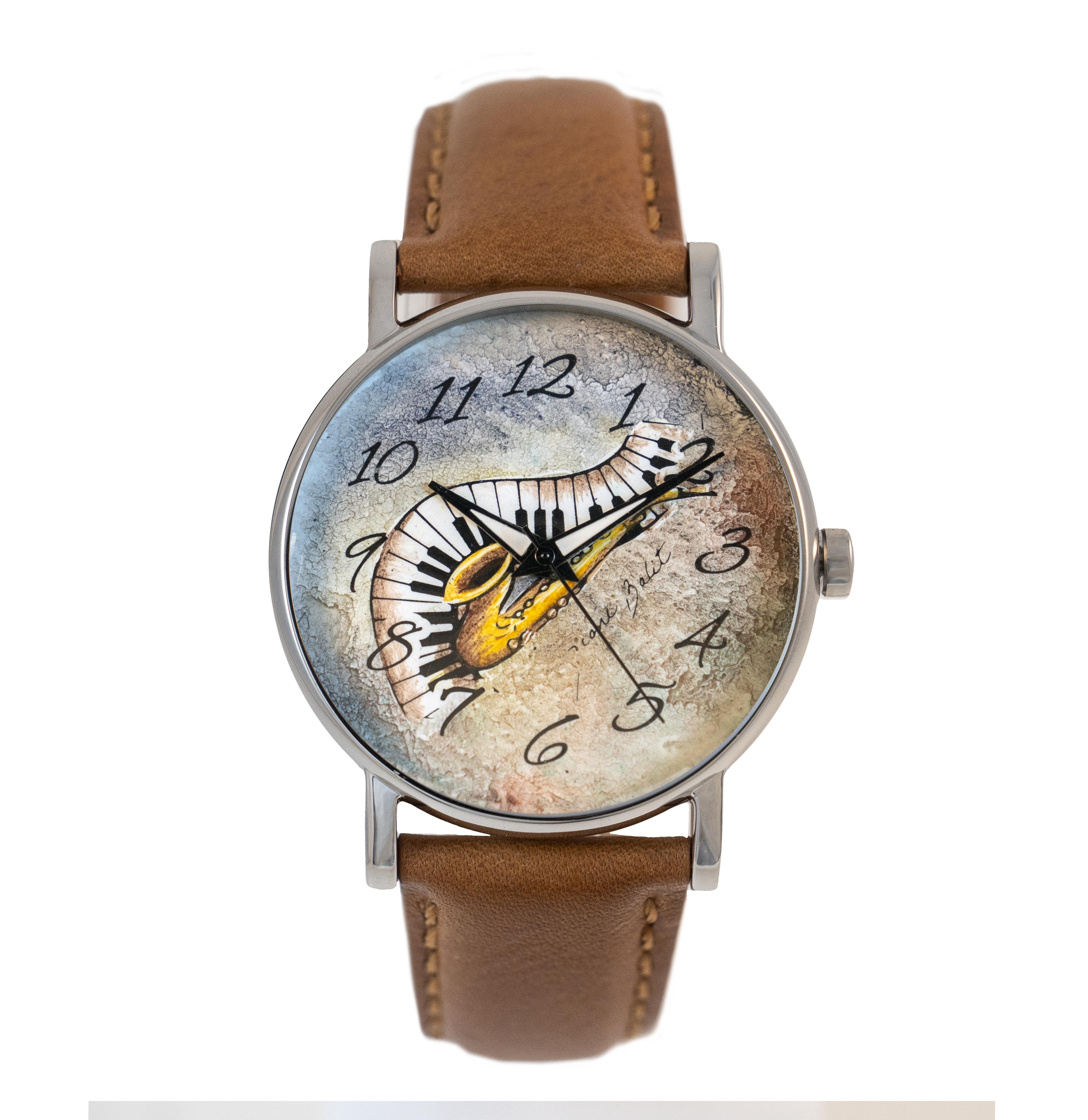 Montre homme acier inoxydable bracelet cuir | MUSIQUE