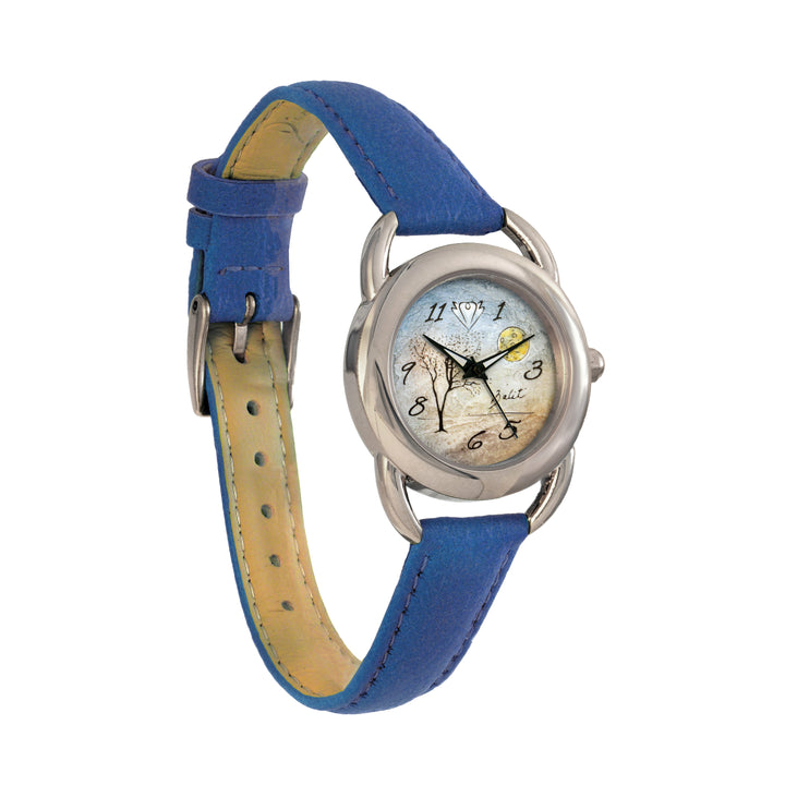 Montre femme nature cuir végane/ ARBRE LUNE DE NUIT