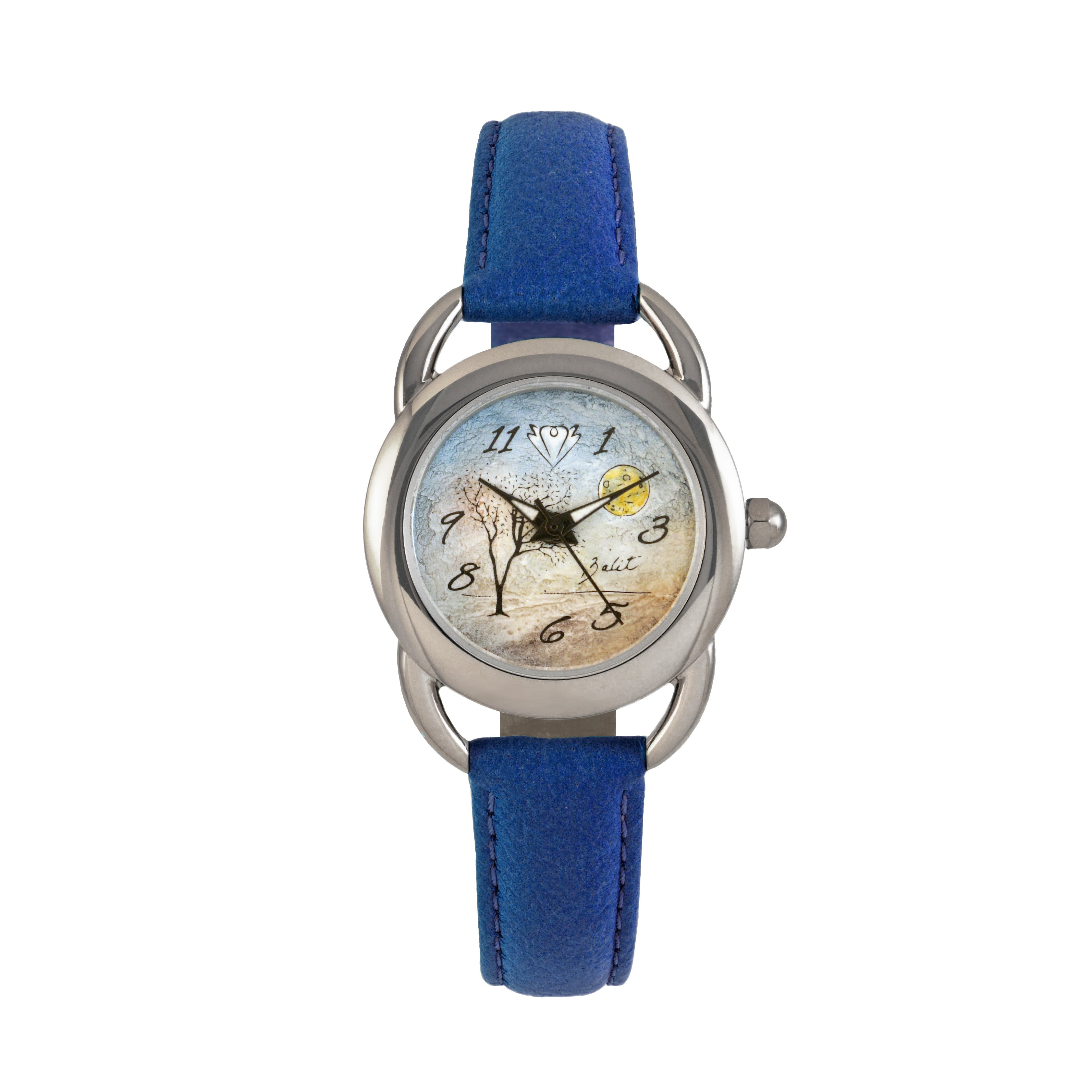 Montre femme nature cuir végane/ ARBRE LUNE DE NUIT