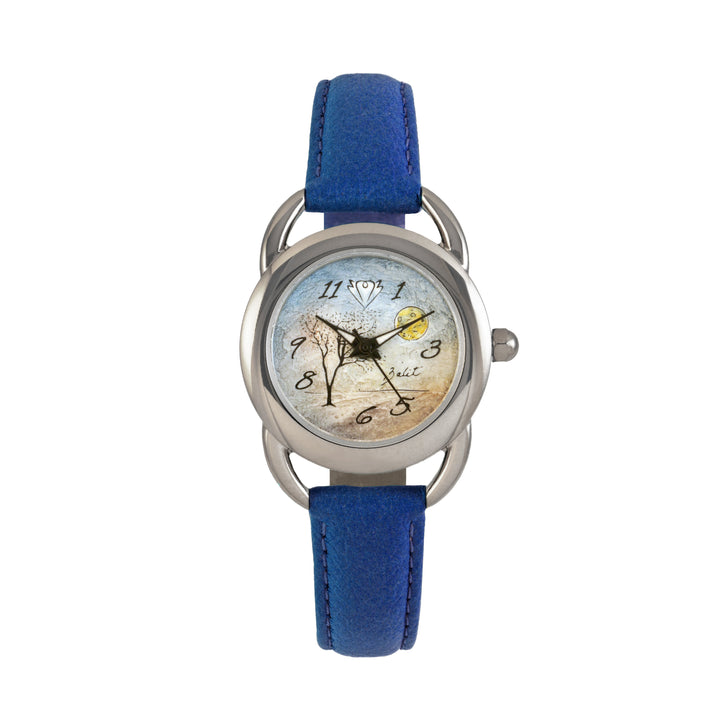 Montre femme nature cuir végane/ ARBRE LUNE DE NUIT