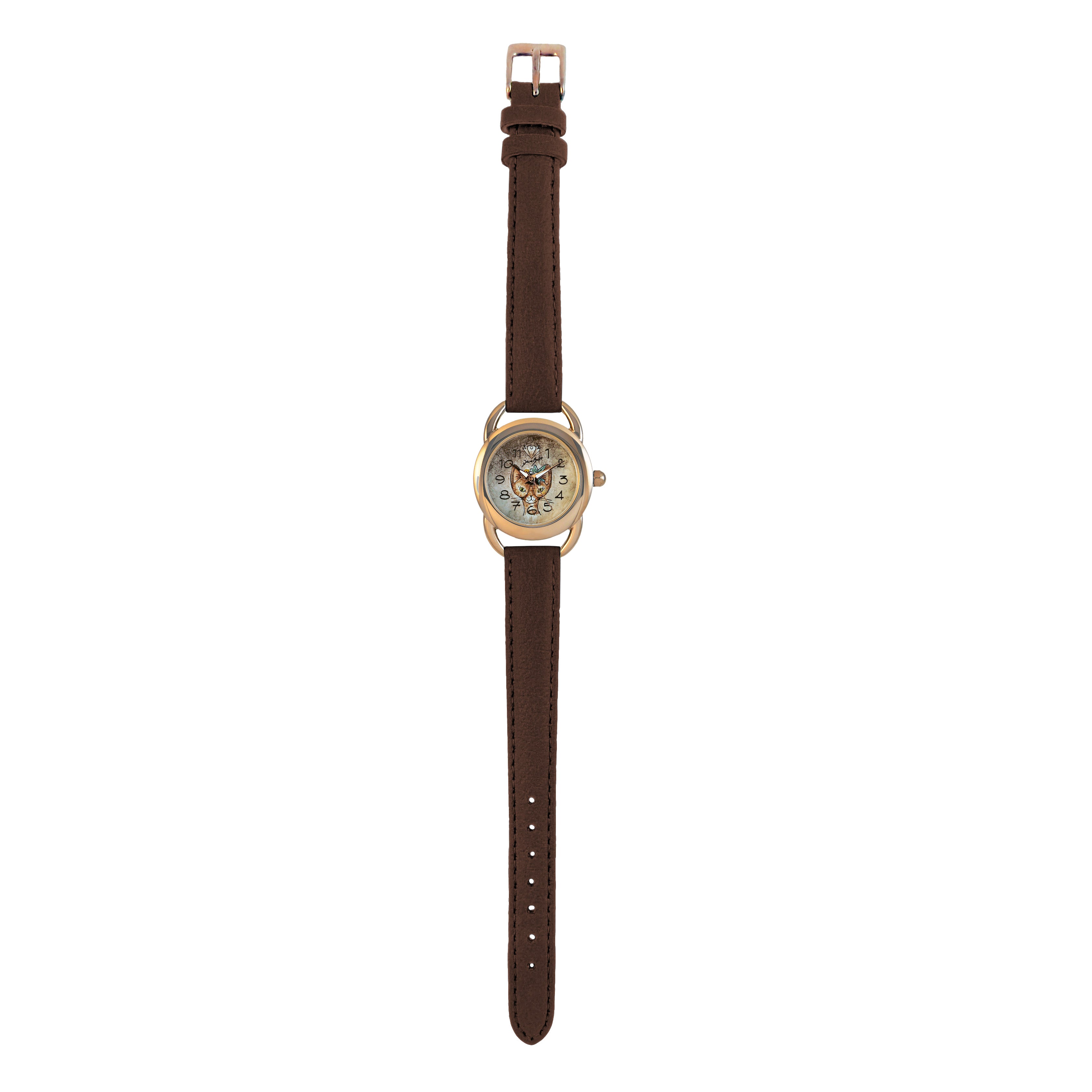 Montre femme animal cuir végane/YEUX DE CHAT