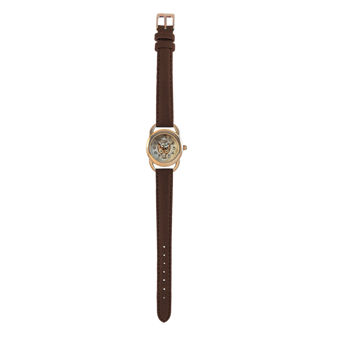 Montre femme animal cuir végane/YEUX DE CHAT