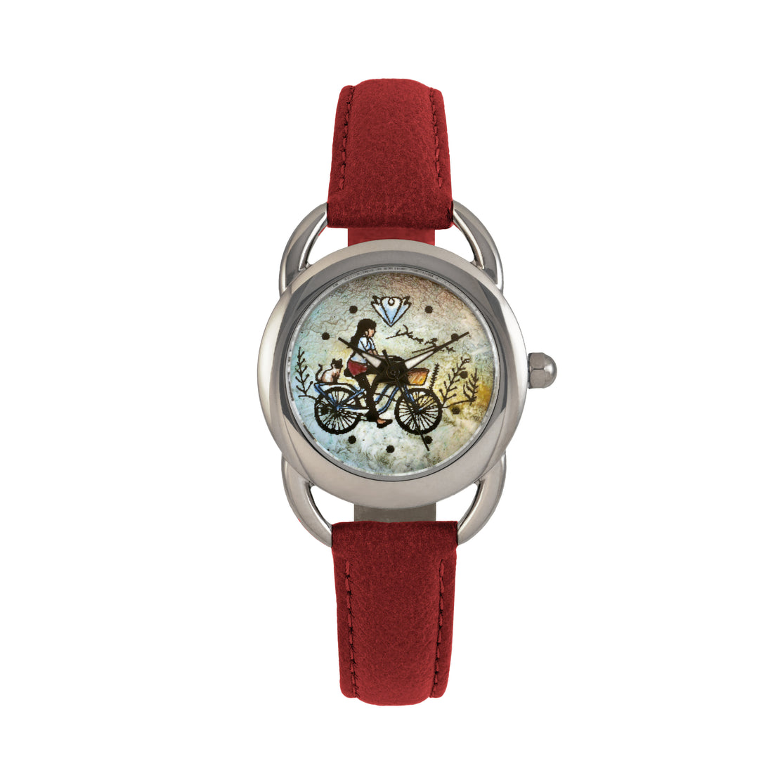 Montre femme sport cuir végane / FILLE VELO CHAT