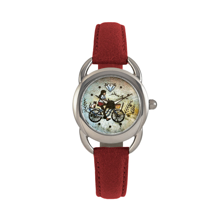 Montre femme sport cuir végane / FILLE VELO CHAT