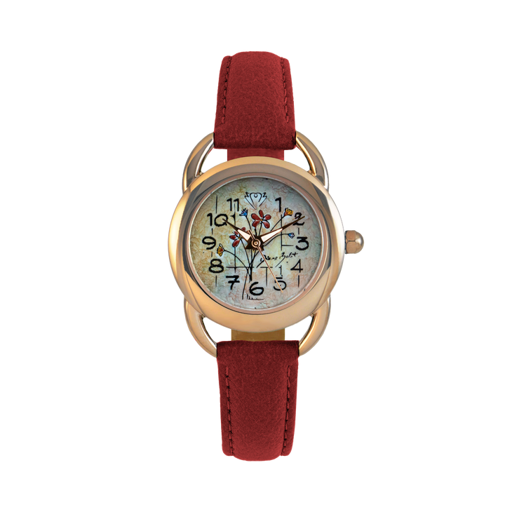 Montre femme nature cuir végane/ FLEURS DES CHAMPS