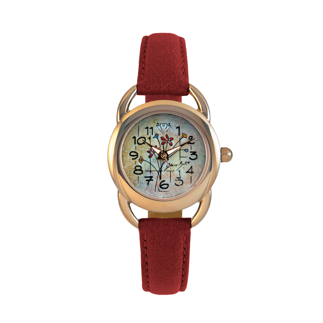 Montre femme nature cuir végane/ FLEURS DES CHAMPS