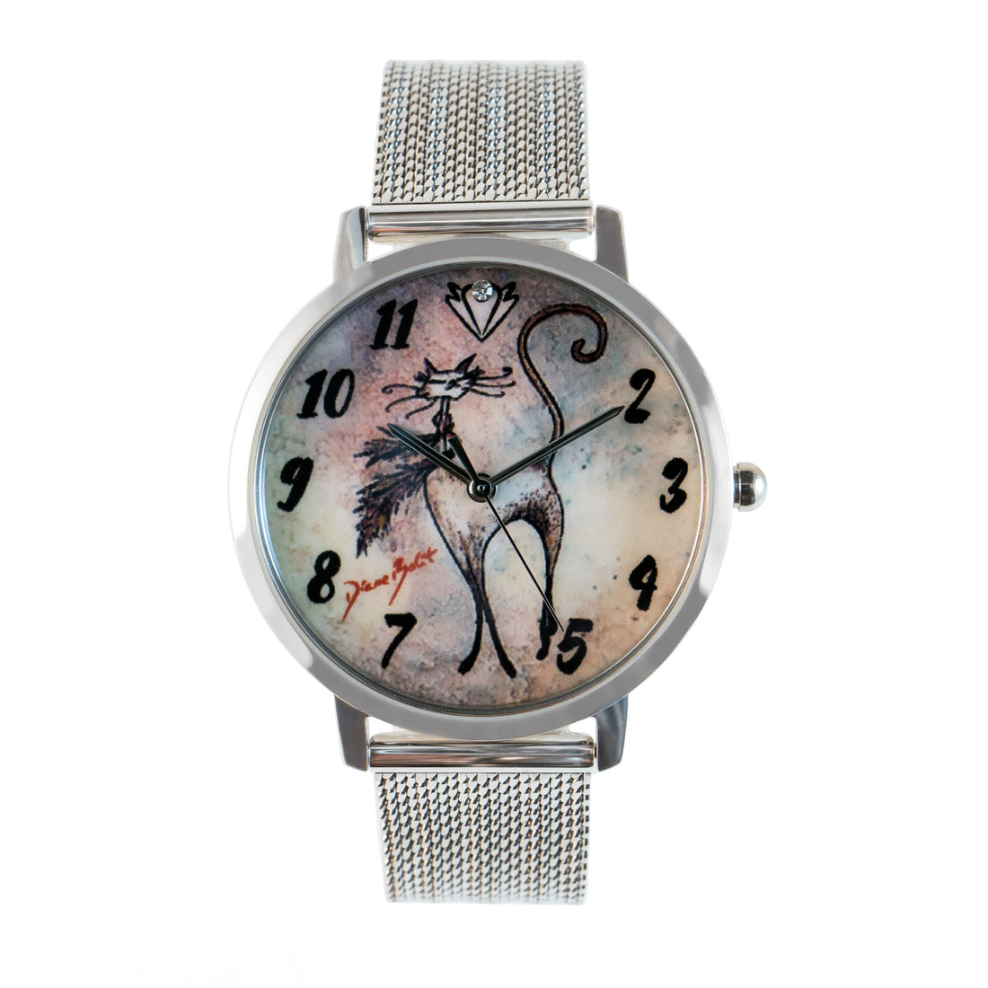 Montre femme fashion bracelet acier inoxydable | Chat foulard