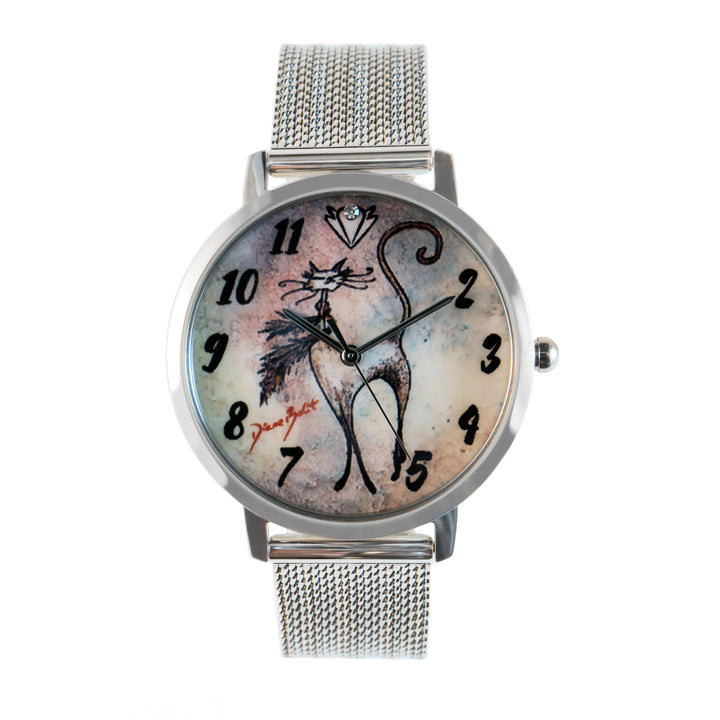 Montre femme fashion bracelet acier inoxydable | Chat foulard