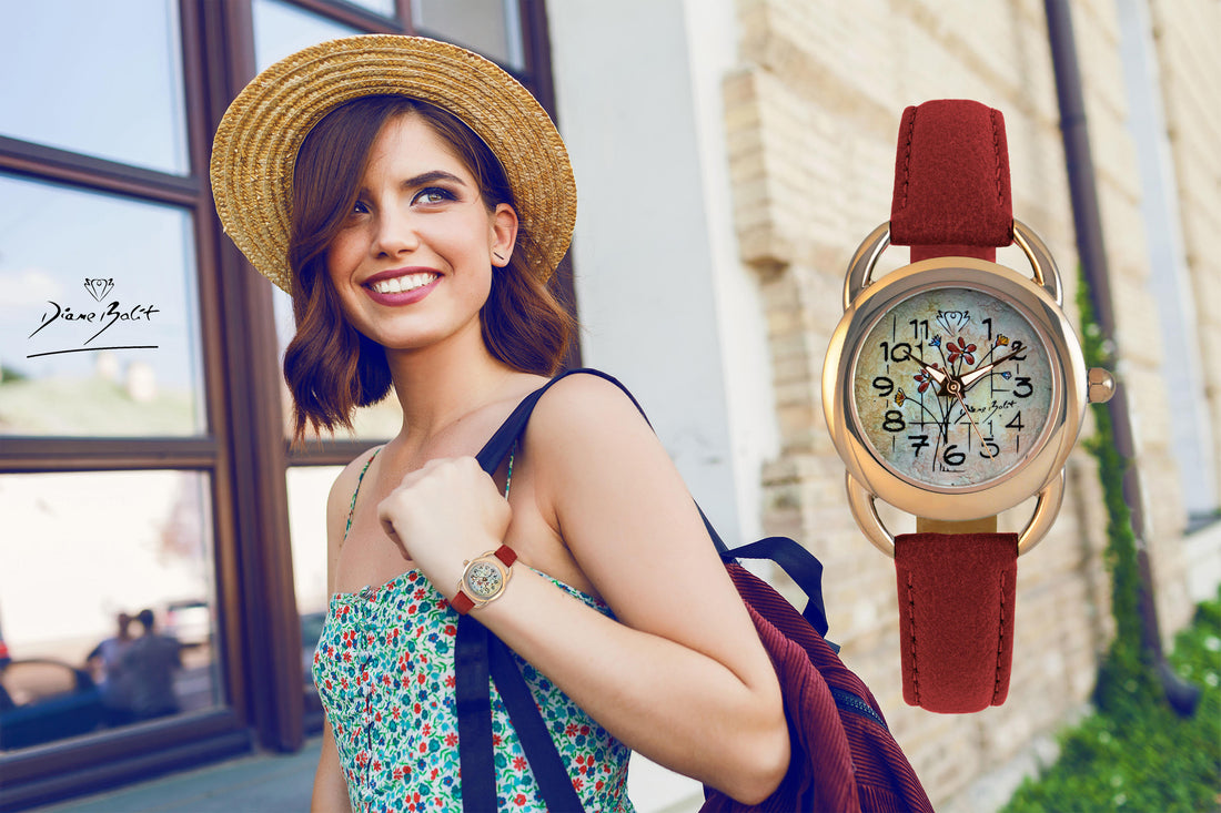 Montre femme nature cuir végane/ FLEURS DES CHAMPS